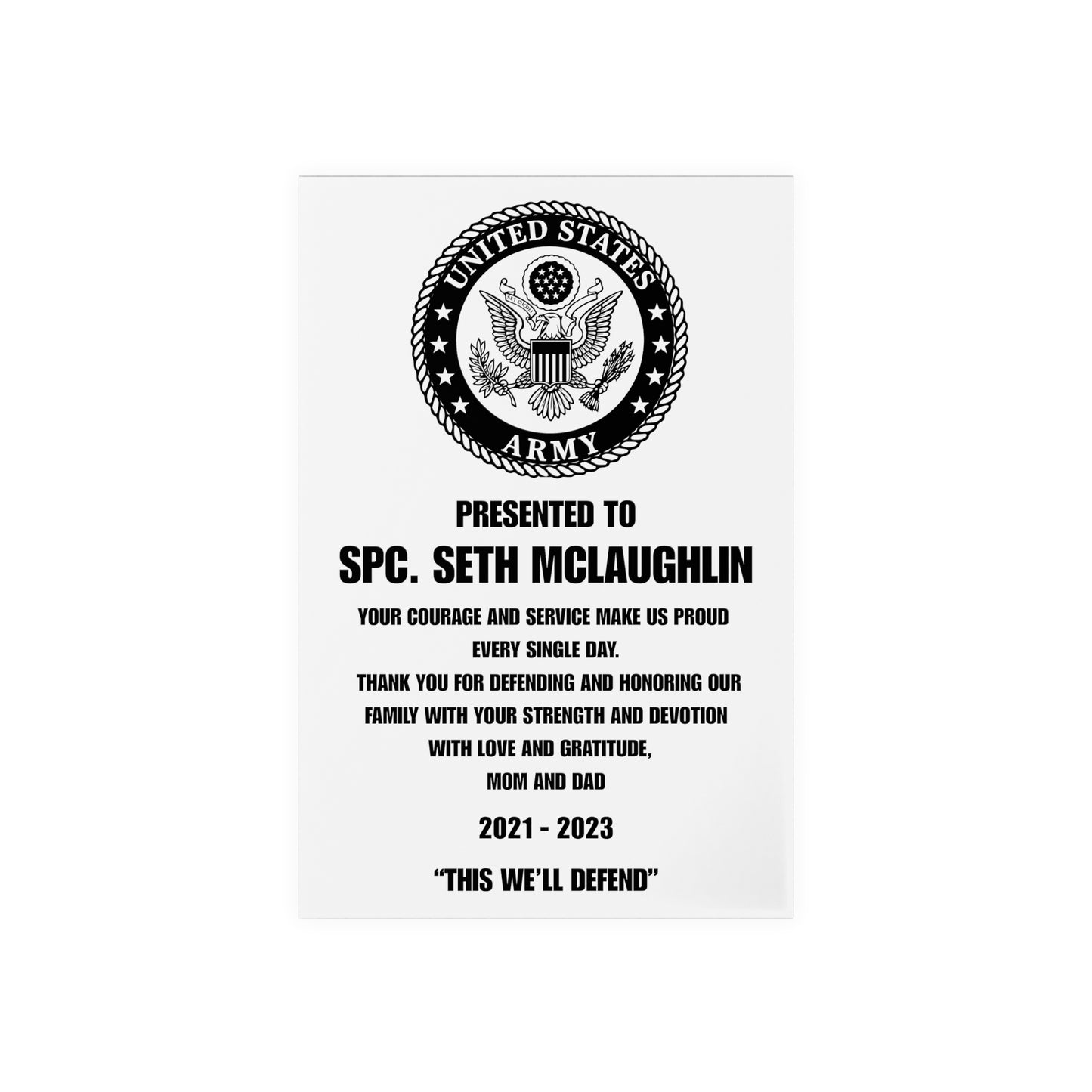 Custom Acrylic Glass Army Plaque | Custom Veteran Sign | Veteran Gifts Made By Veteran